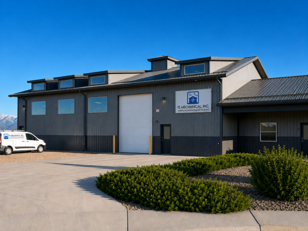 TS Mechanical shop TS Mechanical shop and office against a bright blue sky