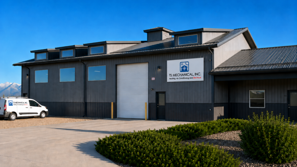TS Mechanical shop TS Mechanical shop and office against a bright blue sky